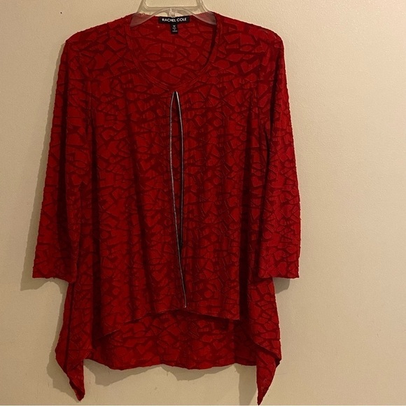 Rachel Cole Boho Size M Red Embroidered 3/4 Sleeve Top Blouse - Picture 1 of 12